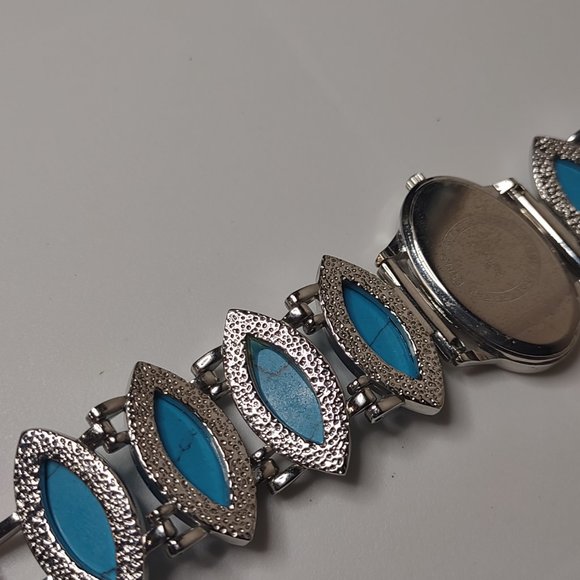 Silver Tone Metal And Blue Plastic Watch - Picture 11 of 12